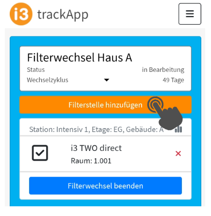 Filterstelle hinzufügen Filterstelle hinzufügen