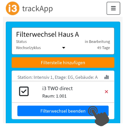 Filterwechsel beenden
