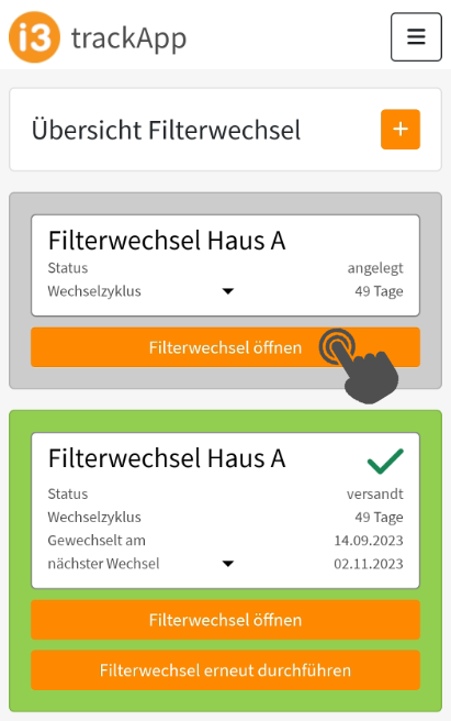 Neuen Filterwechsel beginnen