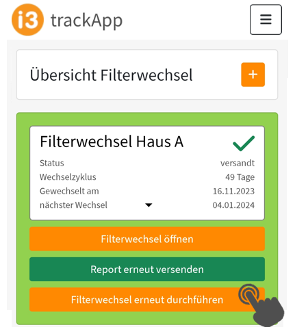 Filterwechsel erneut durchführen