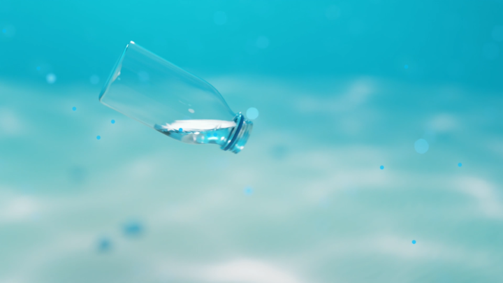 Animated image of a plastic bottle underwater